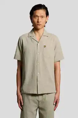 Wehkamp Lyle & Scott regular casual overhemd met textuur lichtkaki aanbieding