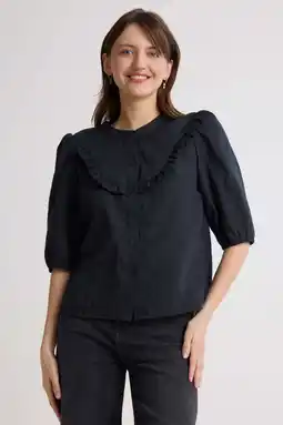 Wehkamp Anytime blouse met ruches zwart aanbieding