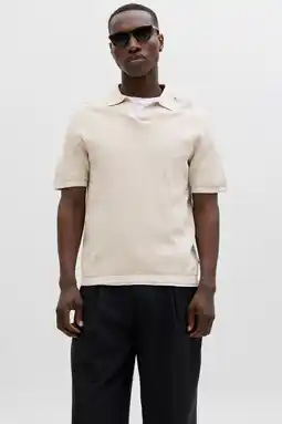 Wehkamp JACK & JONES ESSENTIALS relaxed polo gebreid beige aanbieding