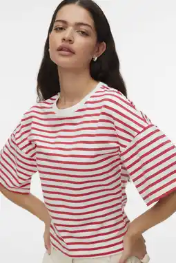 Wehkamp VERO MODA gestreept T-shirt - rood aanbieding