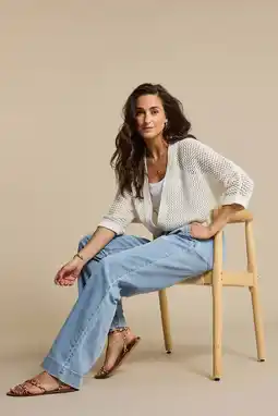 Wehkamp Red Button Colette Elastic Waistband Denim straight leg jeans lichtblauw aanbieding