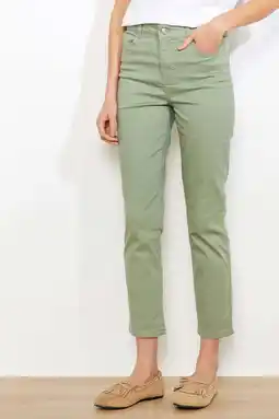 Wehkamp LOLALIZA denim slim highwaist broek kaki aanbieding