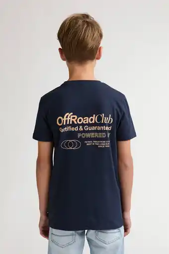 Wehkamp Petrol Industries T-shirt met backprint donkerblauw aanbieding