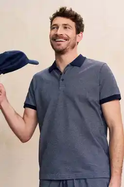 Wehkamp Anytime polo met ingebreid patroon marineblauw aanbieding