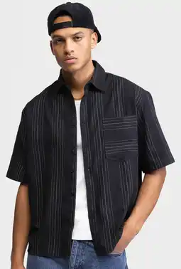Wehkamp Redefined Rebel loose gestreept casual overhemd zwart aanbieding