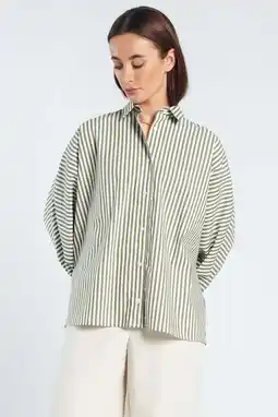 Wehkamp Spooq the label gestreepte blouse olijfgroen aanbieding