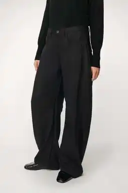 Wehkamp Lois barrel regularwaist broek met wol zwart aanbieding