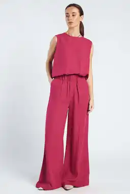 Wehkamp Spooq the label wide leg highwaist broek fuchsia aanbieding