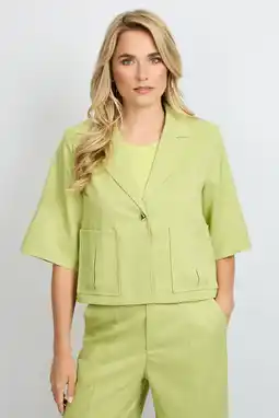 Wehkamp FLURESK cropped blazer lichtgroen aanbieding