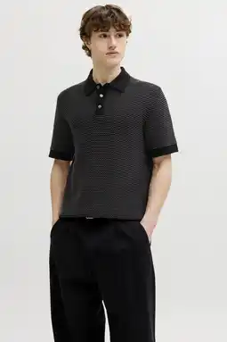 Wehkamp JACK & JONES PREMIUM regular polo gebreid zwart aanbieding