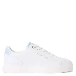 Wehkamp Tommy Hilfiger leren sneakers wit/lichtblauw aanbieding