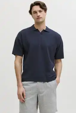 Wehkamp JJ REBEL relaxed polo fijn gebreid donkerblauw aanbieding