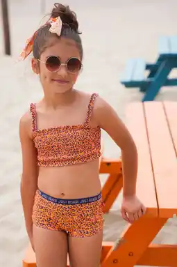 Wehkamp Just Beach crop bikini Zanzibar oranje/zwart aanbieding
