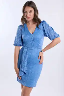 Wehkamp Freebird gebloemde korte jurk blauw aanbieding