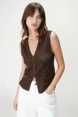 Wehkamp Grace & Mila vest gebreid bruin aanbieding