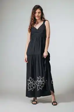 Wehkamp LabeL DOT gebloemde maxi jurk zwart aanbieding