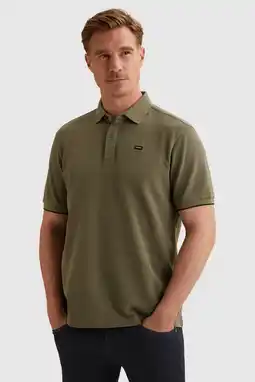 Wehkamp Vanguard regular polo met textuur groen aanbieding