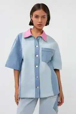 Wehkamp Studio AMAYA denim blouse light blue denim aanbieding