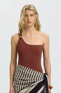 Wehkamp Selected Women one shoulder badpak bruin aanbieding