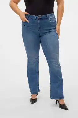 Wehkamp VERO MODA CURVE flared jeans dark blue denim aanbieding