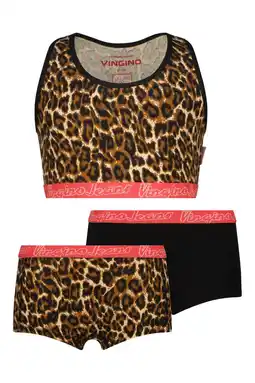 Wehkamp Vingino bh top + 2 shorts bruin/oranje aanbieding