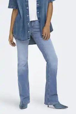 Wehkamp ONLY regularwaist flared jeans medium blue denim aanbieding