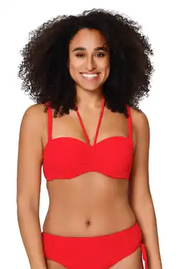 Wehkamp LingaDore voorgevormde bandeau bikinitop met textuur rood aanbieding