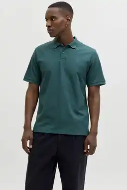 Wehkamp JACK & JONES ESSENTIALS regular polo met textuur petrol aanbieding