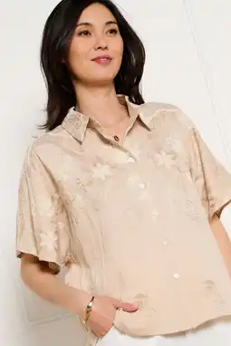 Wehkamp LOLALIZA gebloemde broderie blouse - beige aanbieding