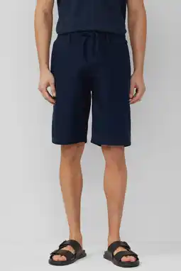 Wehkamp s.Oliver straight bermuda short met linnen donkerblauw aanbieding