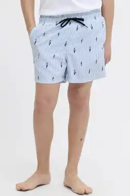 Wehkamp JJ REBEL JUNIOR gestreepte zwemshort lichtblauw aanbieding