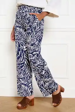 Wehkamp LOLALIZA high waist straight fit gebloemde broek - donkerblauw aanbieding
