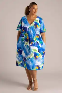 Wehkamp Colletta gebloemde midi jurk blauw aanbieding