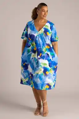 Wehkamp Colletta gebloemde midi jurk blauw aanbieding