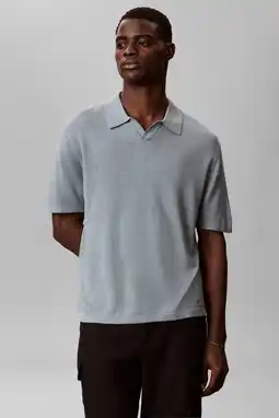Wehkamp Calvin Klein regular polo met linnen grijsgroen gebreid aanbieding