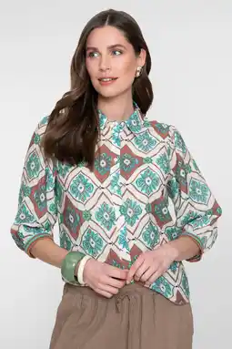 Wehkamp Geisha blouse met print - lichtblauw aanbieding