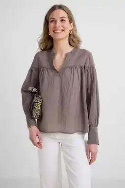 Wehkamp Anytime blouse met V-hals bruin aanbieding