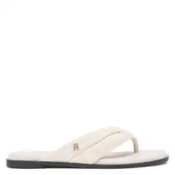 Wehkamp Tommy Hilfiger leren teenslippers ecru aanbieding