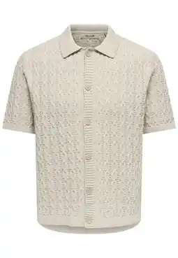 Wehkamp ONLY & SONS regular fit gebreid overhemd - beige aanbieding