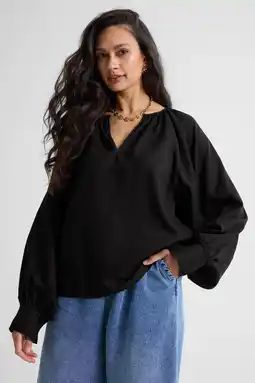 Wehkamp Ruby blouse met linnen zwart aanbieding