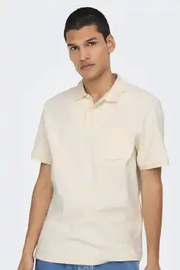 Wehkamp ONLY & SONS regular polo met textuur ecru aanbieding