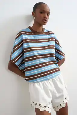 Wehkamp TOPSHOP gestreept T-shirt lichtblauw aanbieding