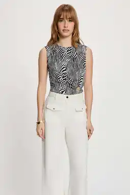 Wehkamp Morgan mouwloze top met zebraprint zwart aanbieding