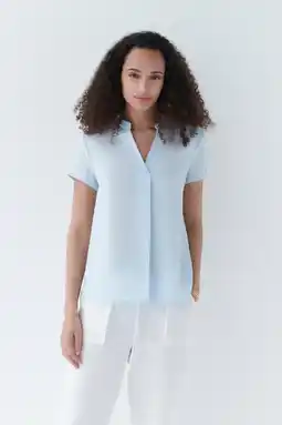 Wehkamp Caroll blousetop met linnen lichtblauw aanbieding