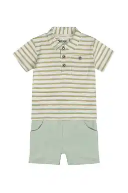 Wehkamp Dirkje polo + korte broek lichtgroen/beige aanbieding
