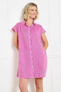 Wehkamp LOLALIZA linnen gestreepte blousejurk roze aanbieding