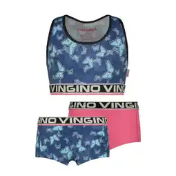 Wehkamp Vingino bh top + 2 shorts blauw/roze aanbieding