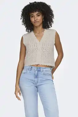 Wehkamp ONLY top gebreid beige aanbieding