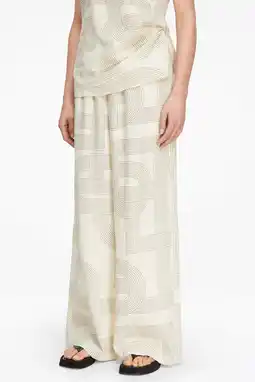 Wehkamp comma wide leg regularwaist palazzo broek met linnen ecru aanbieding