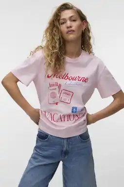 Wehkamp VERO MODA T-shirt lichtroze aanbieding